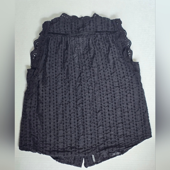White House Black Market Button Up Black Lace Top - Picture 5 of 6